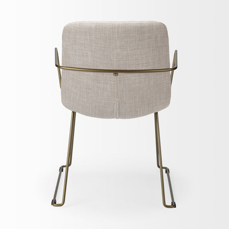 Sawyer II Beige Fabric Wrap Gold Metal Frame Dining Chair by Mercana at Eve Furniture