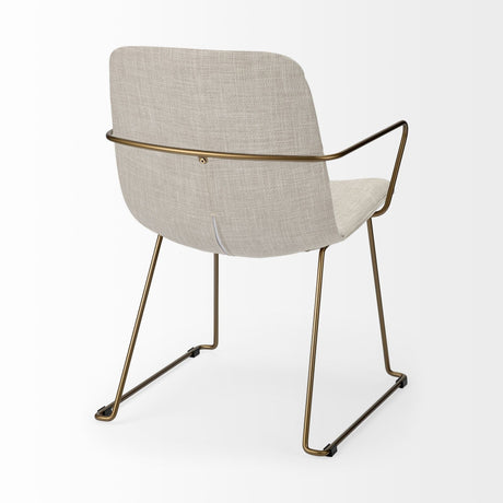 Sawyer II Beige Fabric Wrap Gold Metal Frame Dining Chair by Mercana at Eve Furniture