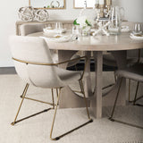 Sawyer II Beige Fabric Wrap Gold Metal Frame Dining Chair by Mercana at Eve Furniture