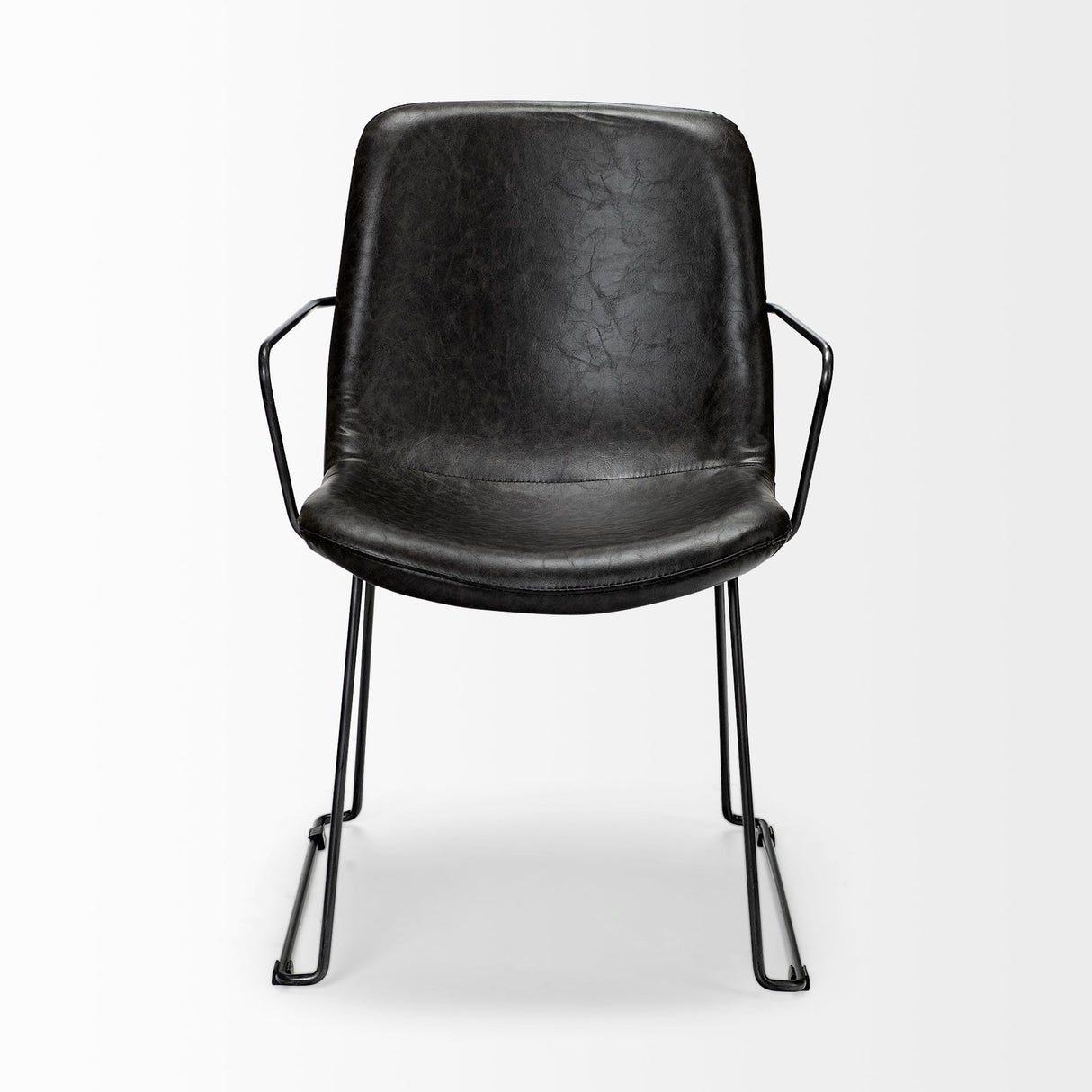 Sawyer II Black Faux-Leather Seat Black Iron Frame Dining Chair by Mercana at Eve Furniture
