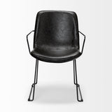 Sawyer II Black Faux-Leather Seat Black Iron Frame Dining Chair by Mercana at Eve Furniture