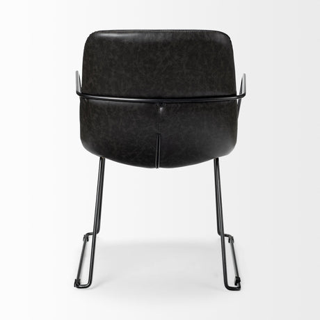 Sawyer II Black Faux-Leather Seat Black Iron Frame Dining Chair by Mercana at Eve Furniture