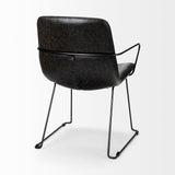 Sawyer II Black Faux-Leather Seat Black Iron Frame Dining Chair by Mercana at Eve Furniture