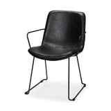 Sawyer II Black Faux-Leather Seat Black Iron Frame Dining Chair by Mercana at Eve Furniture
