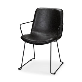 Sawyer II Black Faux-Leather Seat Black Iron Frame Dining Chair by Mercana at Eve Furniture