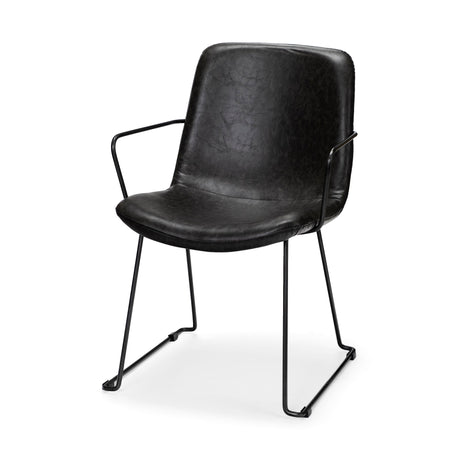 Sawyer II Black Faux-Leather Seat Black Iron Frame Dining Chair by Mercana at Eve Furniture
