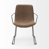 Sawyer II Brown Faux-Leather Seat Black Iron Frame Dining Chair by Mercana at Eve Furniture