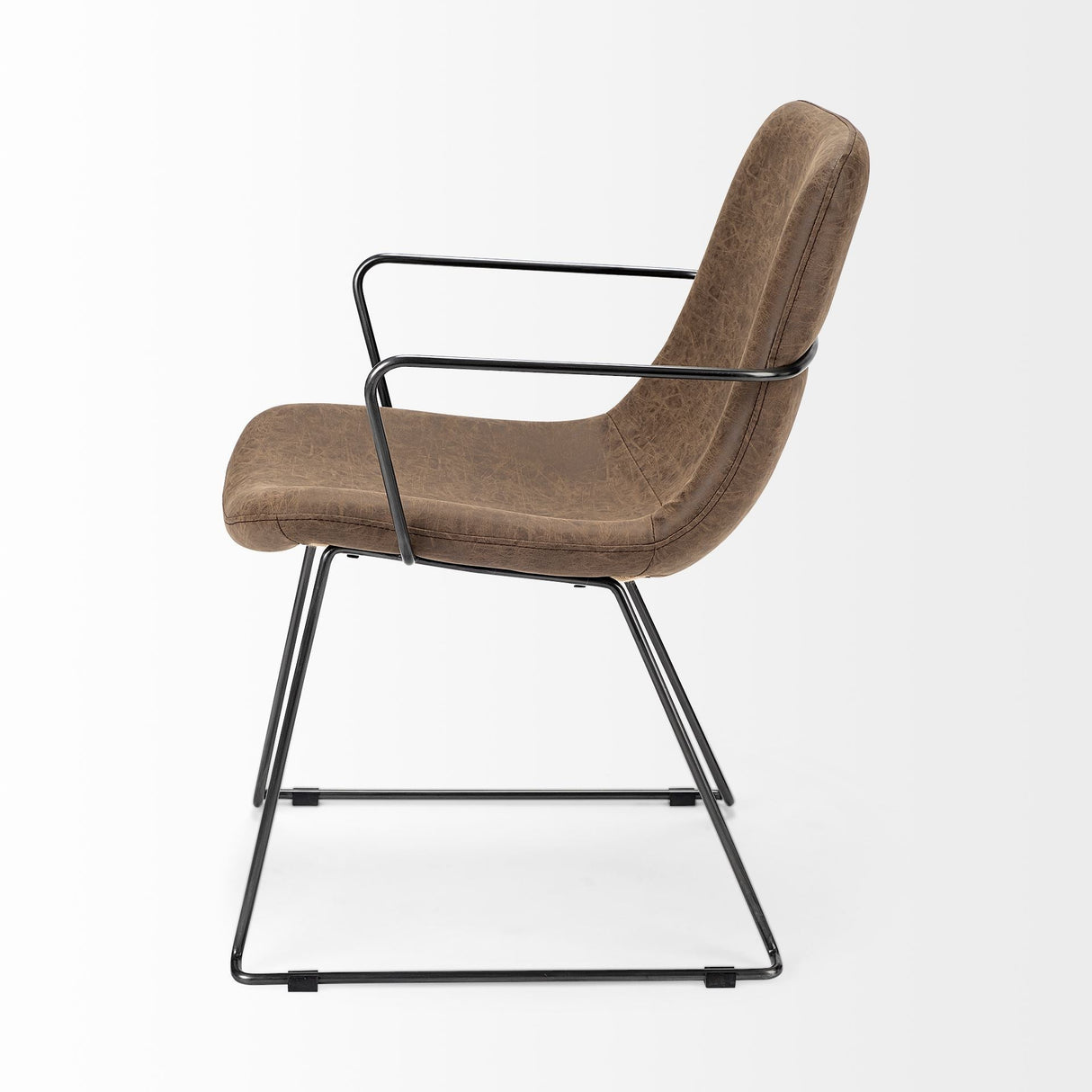 Sawyer II Brown Faux-Leather Seat Black Iron Frame Dining Chair by Mercana at Eve Furniture