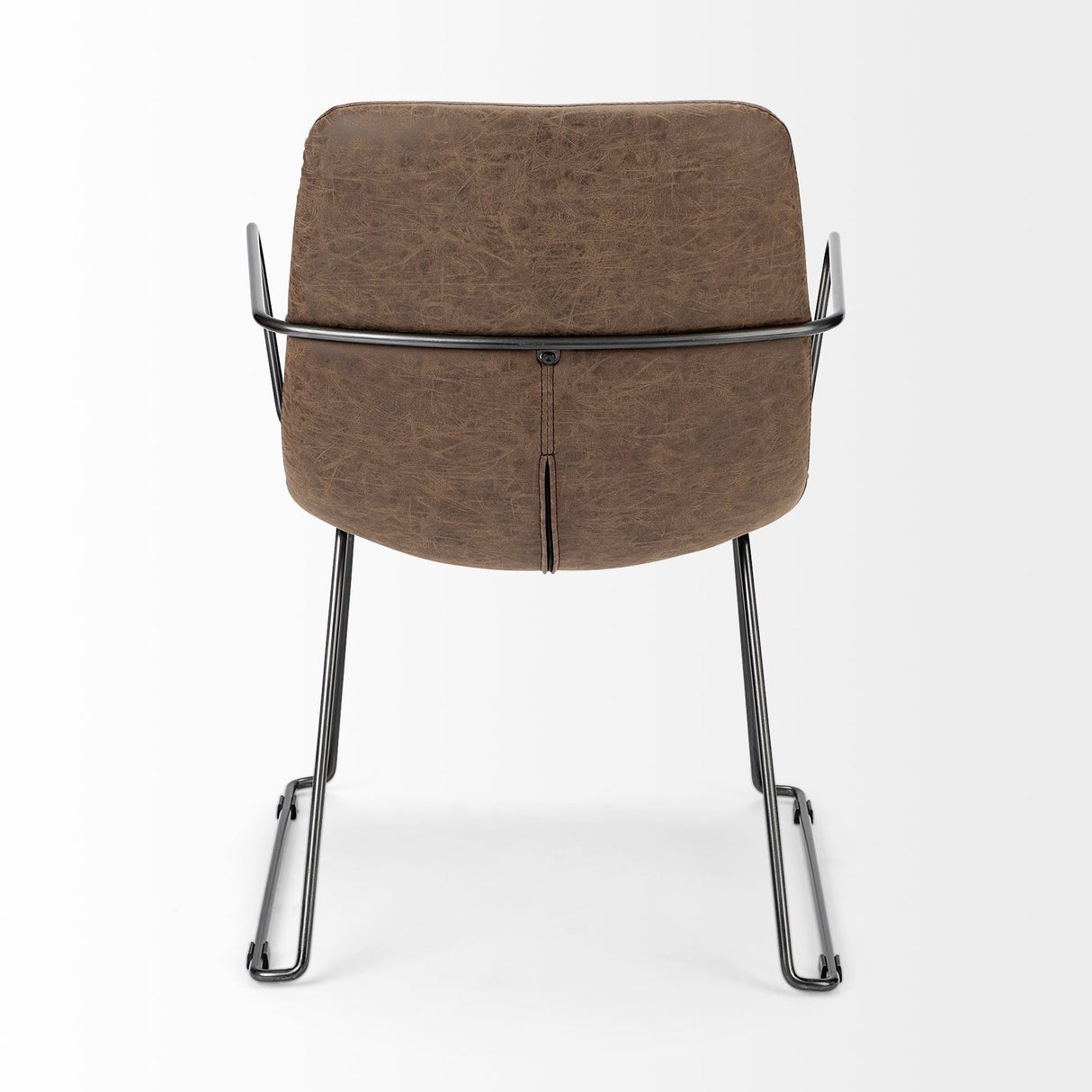 Sawyer II Brown Faux-Leather Seat Black Iron Frame Dining Chair by Mercana at Eve Furniture
