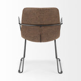 Sawyer II Brown Faux-Leather Seat Black Iron Frame Dining Chair by Mercana at Eve Furniture