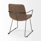 Sawyer II Brown Faux-Leather Seat Black Iron Frame Dining Chair by Mercana at Eve Furniture
