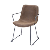 Sawyer II Brown Faux-Leather Seat Black Iron Frame Dining Chair by Mercana at Eve Furniture