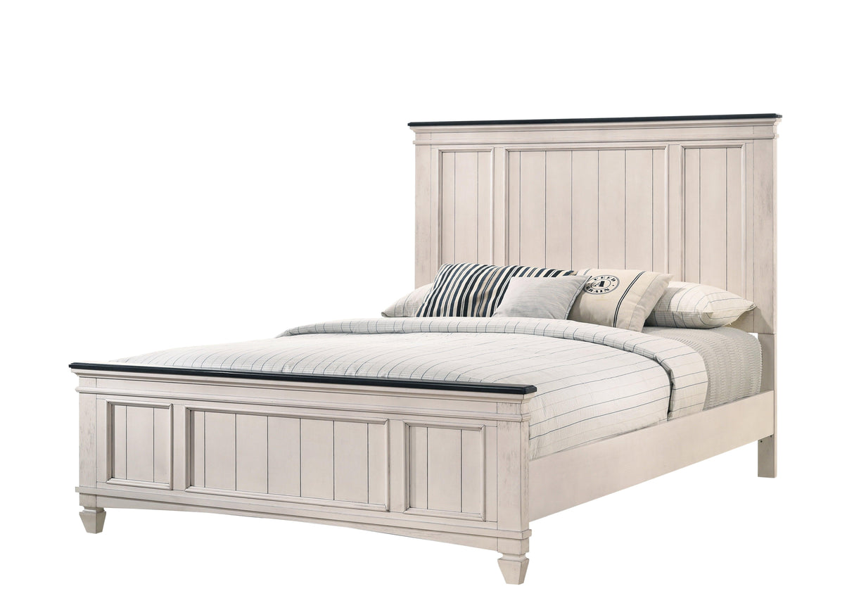 Sawyer Antique White and Brown Panel Bedroom Set by Crown Mark at Eve Furniture