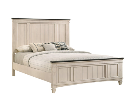 Sawyer Antique White and Brown Queen Panel Bed by Crown Mark at Eve Furniture
