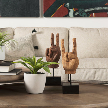 Saxum Natural Wooden Carved Hang Loose Hand by Mercana at Eve Furniture