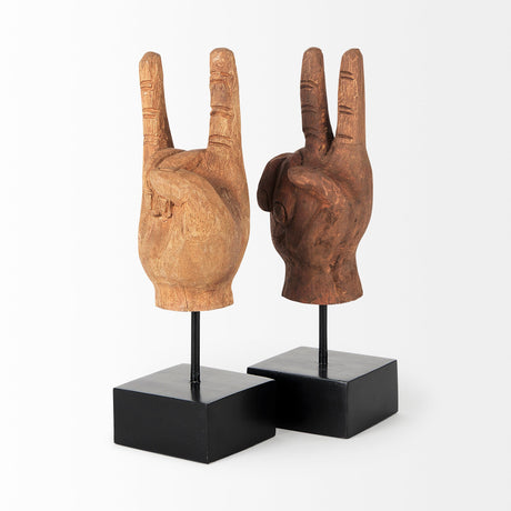 Saxum Natural Wooden Carved Hang Loose Hand by Mercana at Eve Furniture