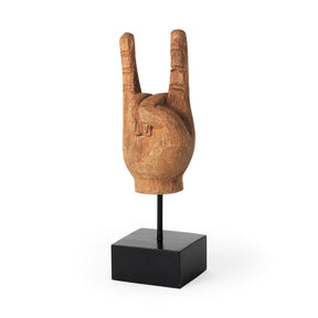 Saxum Natural Wooden Carved Hang Loose Hand by Mercana at Eve Furniture