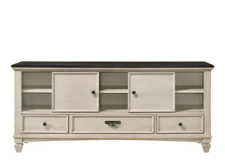 Saywer Antique 68" White and Brown TV Stand by Crown Mark at Eve Furniture