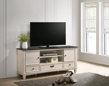 Saywer Antique 68" White and Brown TV Stand by Crown Mark at Eve Furniture