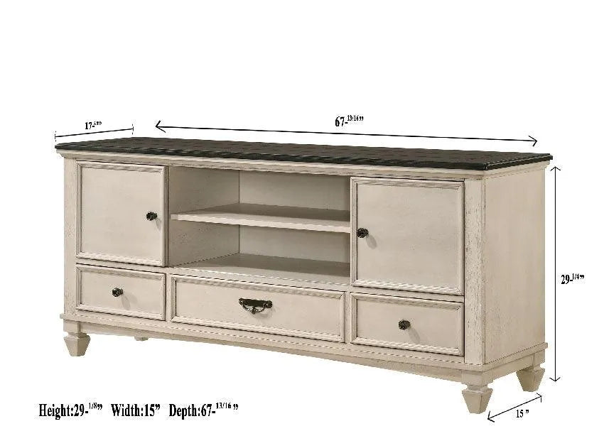 Saywer Antique 68" White and Brown TV Stand by Crown Mark at Eve Furniture