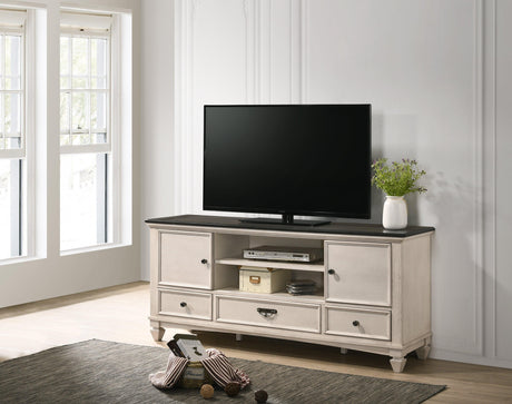 Saywer Antique 68" White and Brown TV Stand by Crown Mark at Eve Furniture