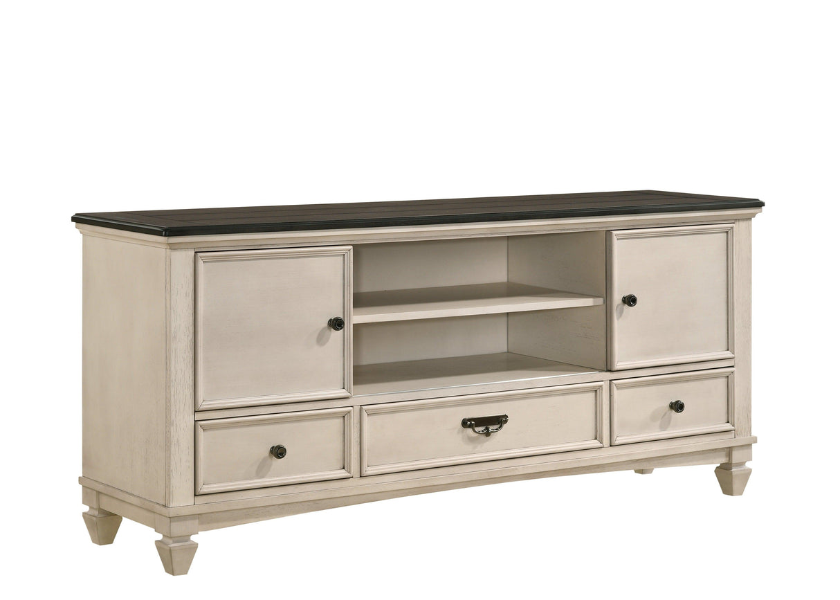 Saywer Antique 68" White and Brown TV Stand by Crown Mark at Eve Furniture