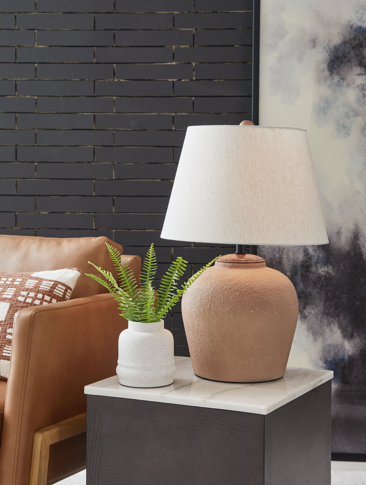 Scantor 2-Piece Table Lamp Set in Rust by Ashley at Eve Furniture