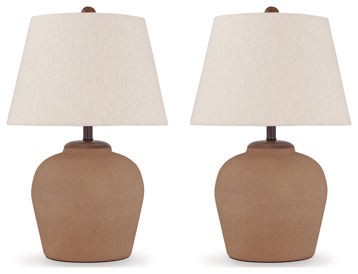 Scantor 2-Piece Table Lamp Set in Rust by Ashley at Eve Furniture