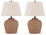 Scantor 2-Piece Table Lamp Set in Rust by Ashley at Eve Furniture