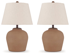 Scantor 2-Piece Table Lamp Set in Rust by Ashley at Eve Furniture