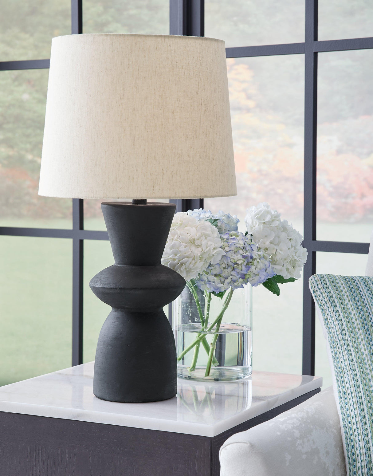 Scarbot Distressed Black Table Lamp by Ashley at Eve Furniture
