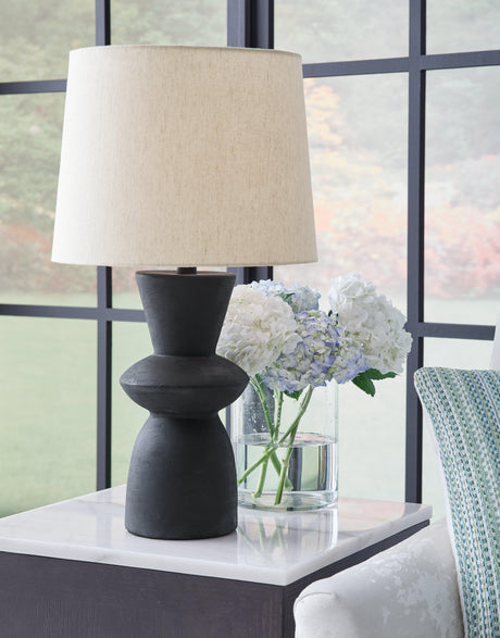 Scarbot Distressed Black Table Lamp by Ashley at Eve Furniture