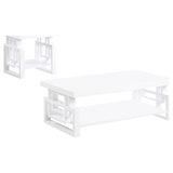 Schmitt White 2-Piece High Gloss Coffee and End Table Set by Coaster at Eve Furniture