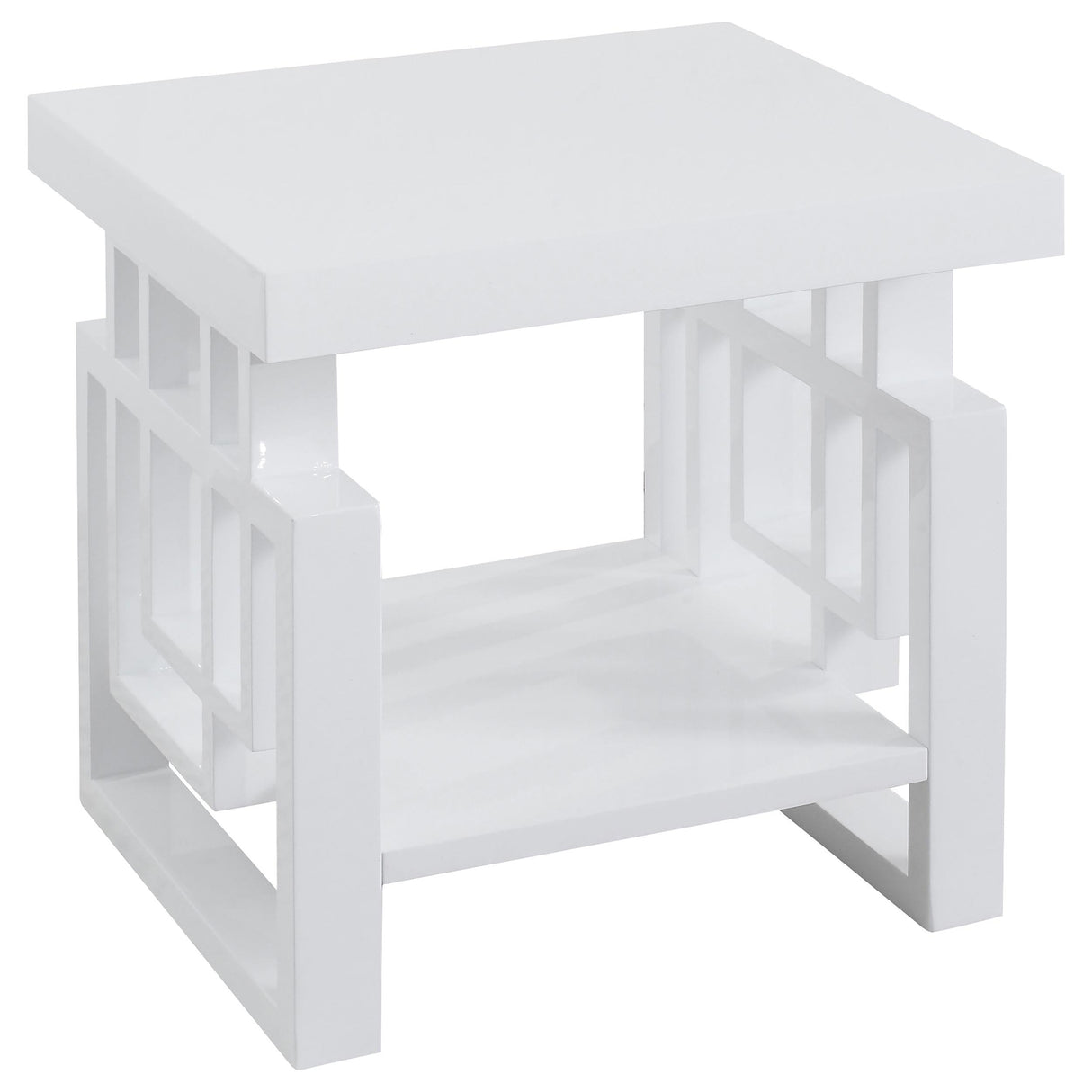 Schmitt White 2-Piece High Gloss Coffee and End Table Set by Coaster at Eve Furniture