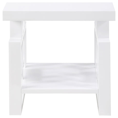 Schmitt White 2-Piece High Gloss Coffee and End Table Set by Coaster at Eve Furniture
