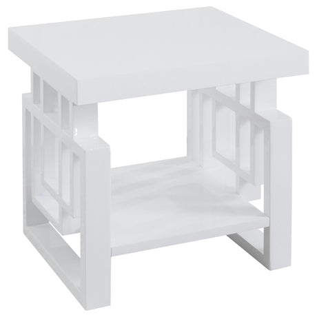 Schmitt White 3-Piece High Gloss Coffee and End Table Set by Coaster at Eve Furniture