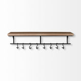 Schutt Wall Mounted Wooden Shelf w/ 8 Hooks for Coats, Hats by Mercana at Eve Furniture