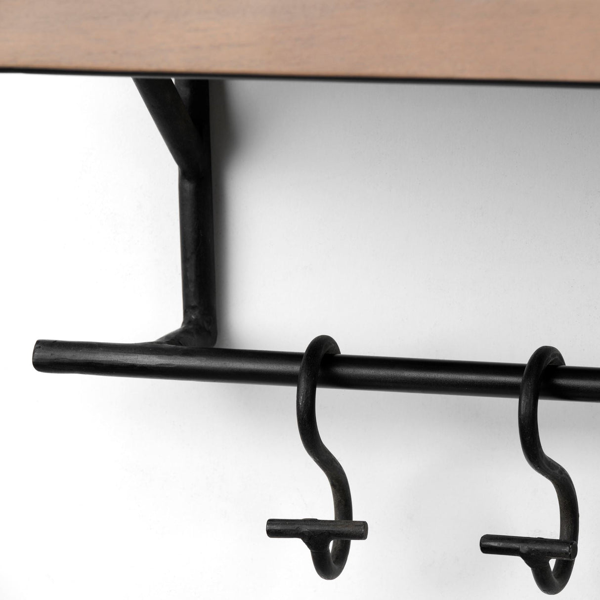 Schutt Wall Mounted Wooden Shelf w/ 8 Hooks for Coats, Hats by Mercana at Eve Furniture
