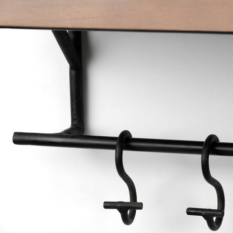 Schutt Wall Mounted Wooden Shelf w/ 8 Hooks for Coats, Hats by Mercana at Eve Furniture
