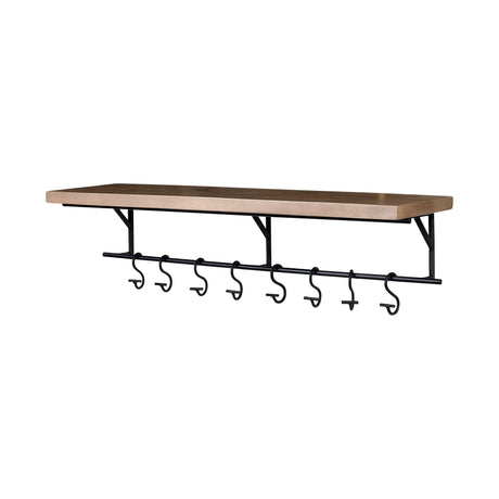 Schutt Wall Mounted Wooden Shelf w/ 8 Hooks for Coats, Hats by Mercana at Eve Furniture