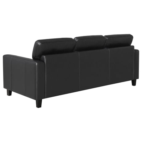Scotland 2-piece Faux Leather Upholstered Sofa Set Black by Coaster at Eve Furniture