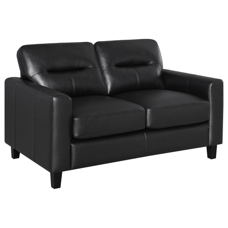 Scotland 2-piece Faux Leather Upholstered Sofa Set Black by Coaster at Eve Furniture
