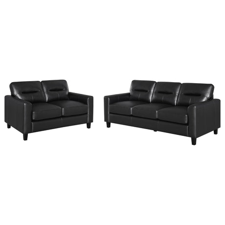 Scotland 2-piece Faux Leather Upholstered Sofa Set Black by Coaster at Eve Furniture