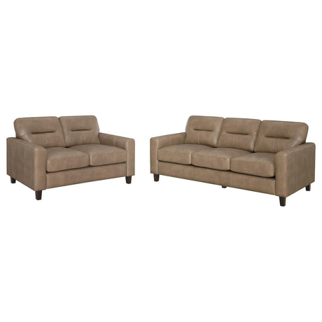 Scotland 2-piece Faux Leather Upholstered Sofa Set Brown by Coaster at Eve Furniture