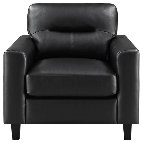 Scotland 3-piece Faux Leather Upholstered Sofa Set Black by Coaster at Eve Furniture