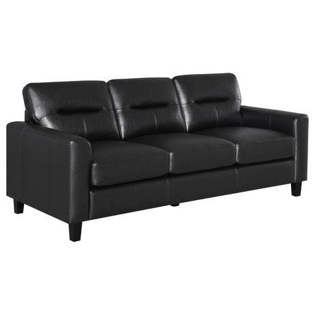 Scotland 3-piece Faux Leather Upholstered Sofa Set Black by Coaster at Eve Furniture