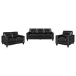 Scotland 3-piece Faux Leather Upholstered Sofa Set Black by Coaster at Eve Furniture