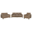 Scotland 3-piece Faux Leather Upholstered Sofa Set Brown by Coaster at Eve Furniture