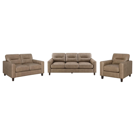 Scotland 3-piece Faux Leather Upholstered Sofa Set Brown by Coaster at Eve Furniture