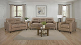 Scotland 3-piece Faux Leather Upholstered Sofa Set Brown by Coaster at Eve Furniture